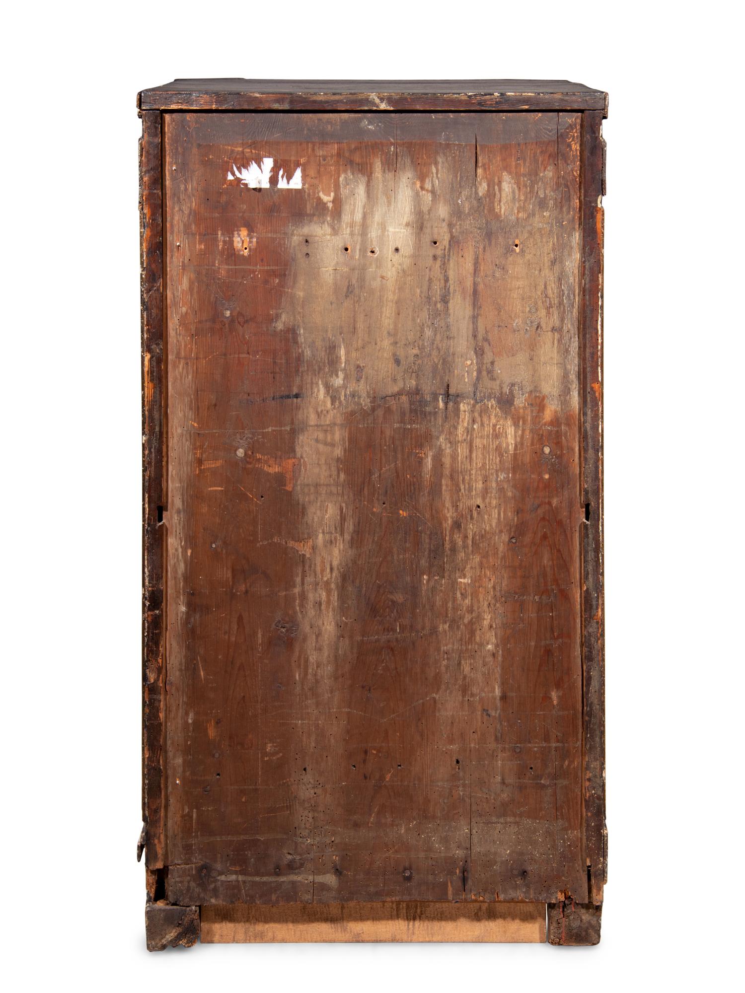 A Swedish Neoclassical Faux Porphyry and Parcel Gilt Pedestal Cabinet