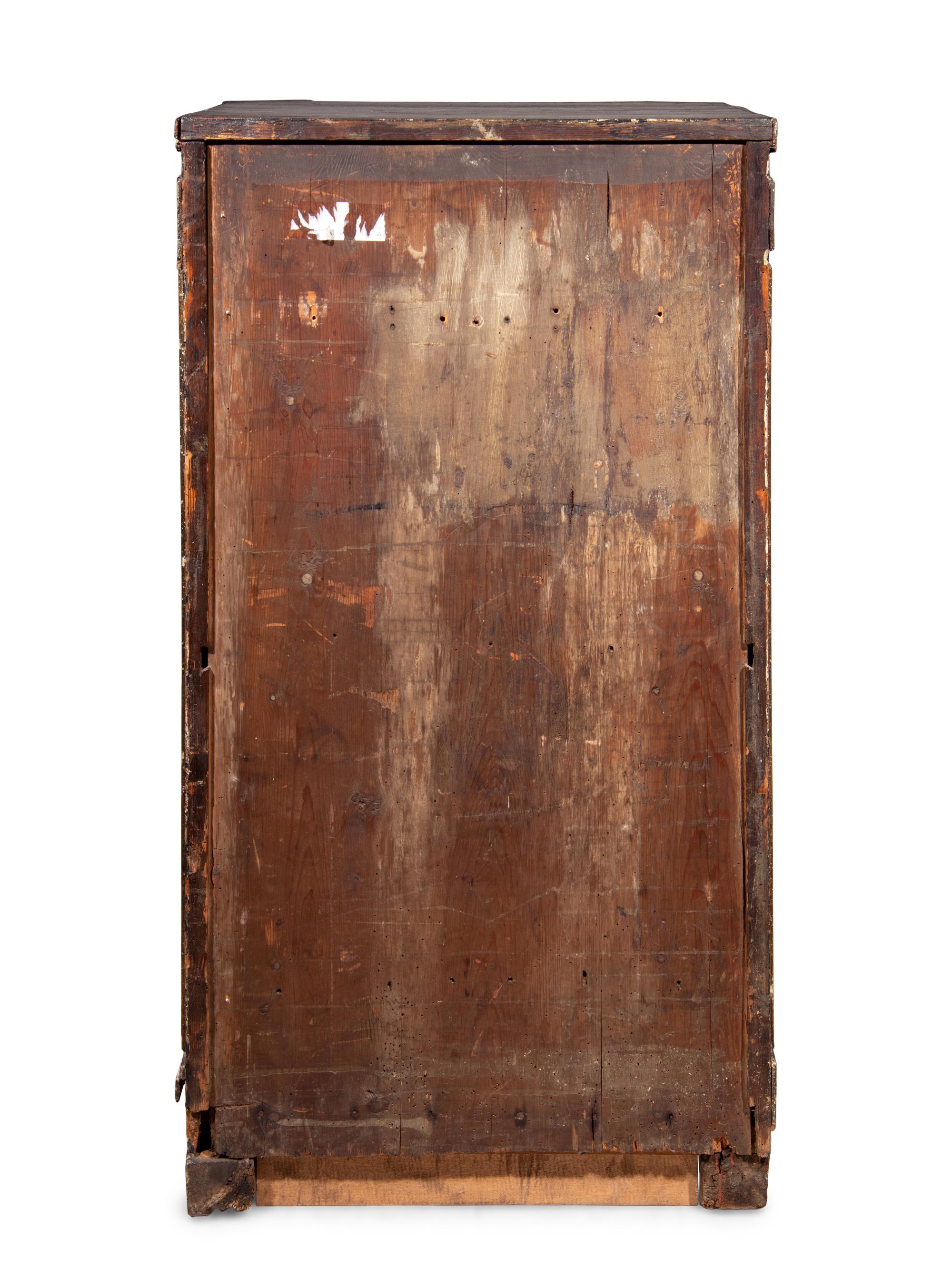 A Swedish Neoclassical Faux Porphyry and Parcel Gilt Pedestal Cabinet