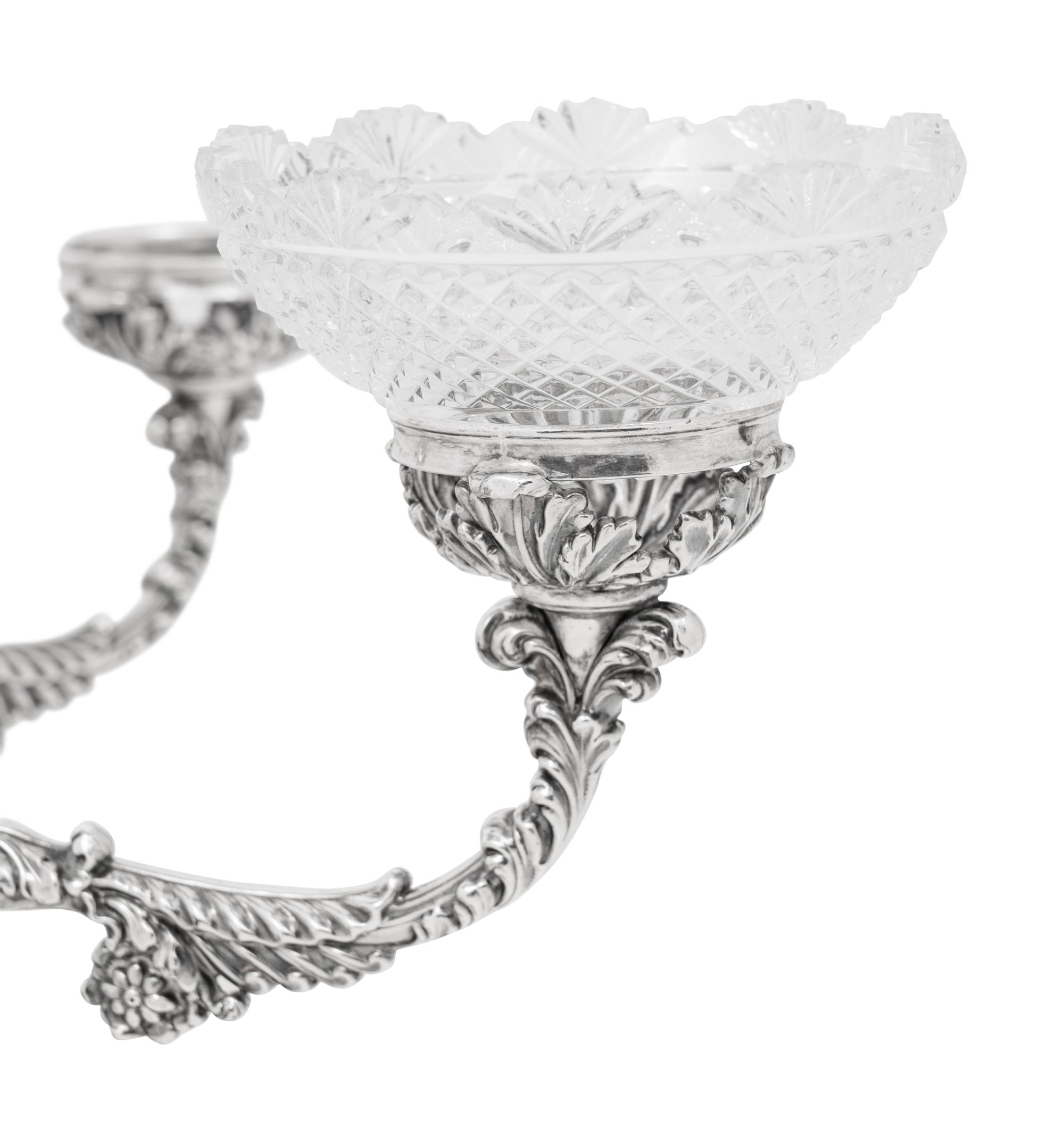 A Sheffield Silver-Plate and Cut Glass Epergne
