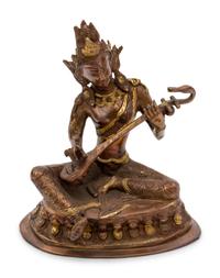 A Patinated Bronze Sculpture of Saraswati