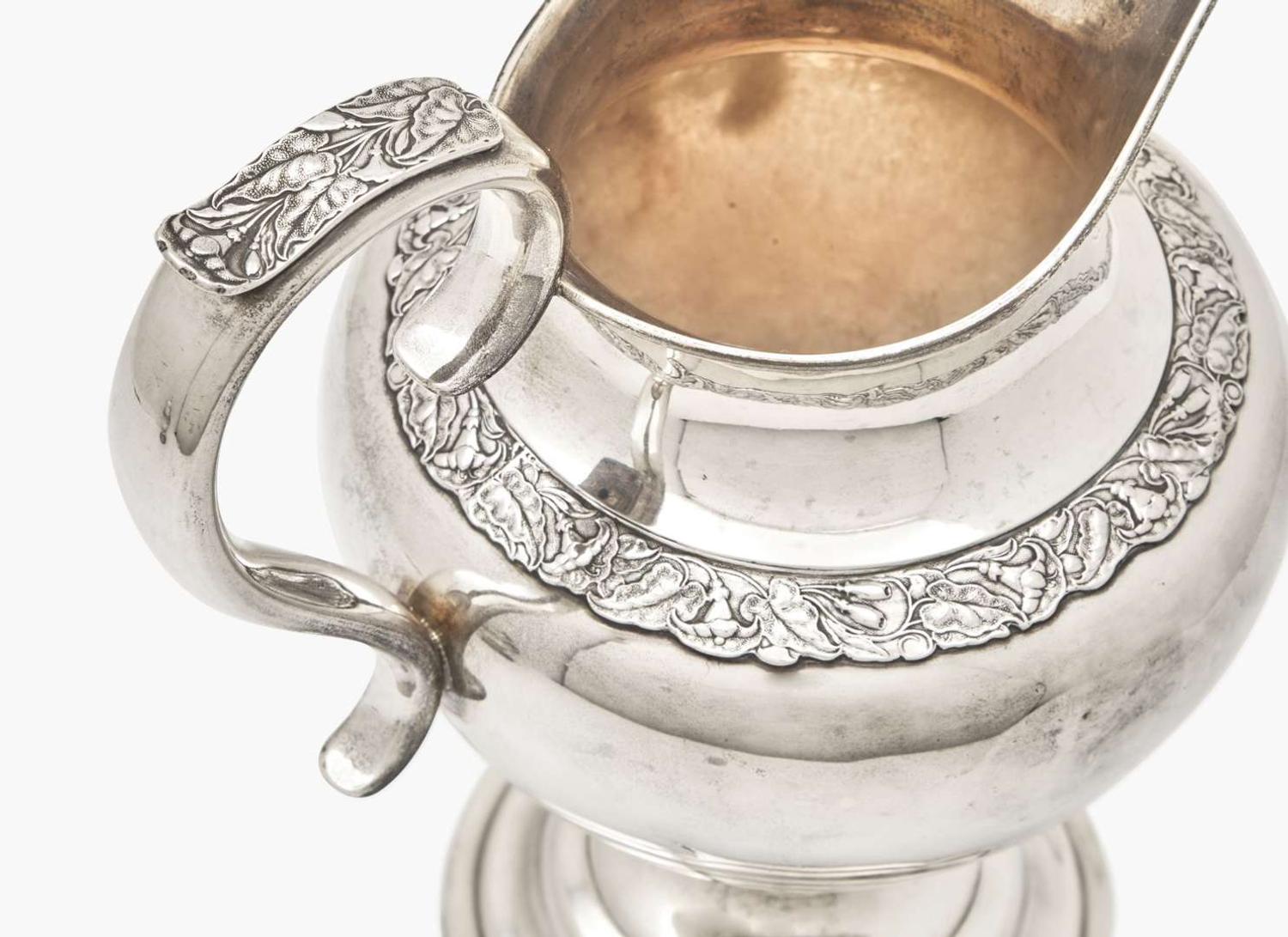 A Classical coin silver water pitcher and creamer, Davis, Palmer & Co. (active 1838-1845), Boston, MA, and John McMullin (1765-1843), Philadelphia, PA, circa 1820-1840