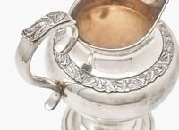 A Classical coin silver water pitcher and creamer, Davis, Palmer & Co. (active 1838-1845), Boston, MA, and John McMullin (1765-1843), Philadelphia, PA, circa 1820-1840