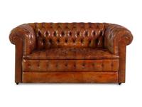 An English Leather Upholstered Chesterfield Sofa
