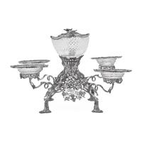 A George III Cut Glass Mounted Silver Epergne