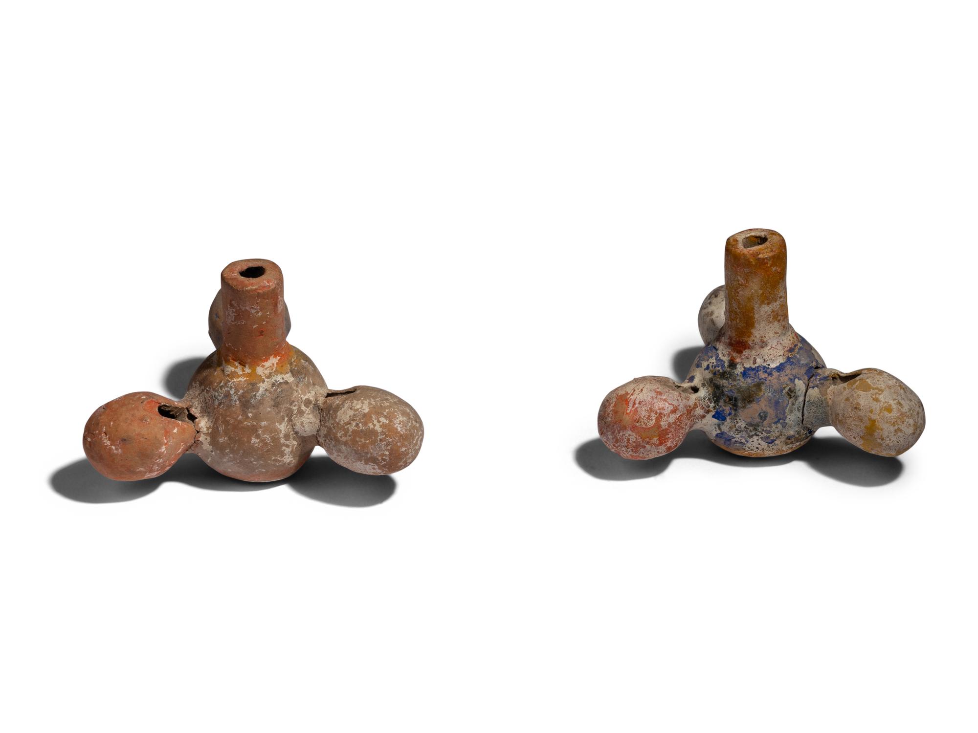 A Canosan Terracotta Bird and Two Whistles