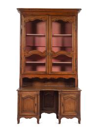 A Louis XV Provincial Style Walnut Bureau Bookcase