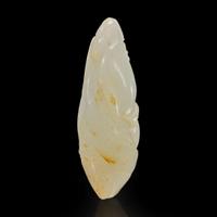 A Chinese carved white jade "Peapod" toggle 白玉豆荚 Late Qing to Republic period ?????
