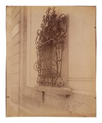 A group of four photographs ( Untitled [man at fountain], circa 1900s; Boutique empire, 14 rue de Grammont , 1903-1904; Hôtel de Neuville, rue Alphonse de Neuville, 1905-1906; Fontaine, faubourg Saint-Martin, 1912)