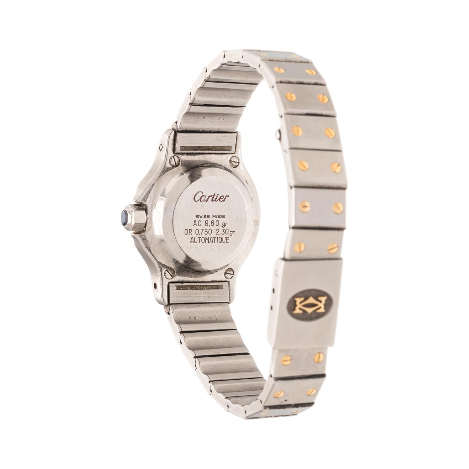 CARTIER, STAINLESS STEEL AND 18K YELLOW GOLD 'SANTOS OCTAGON' WRISTWATCH
