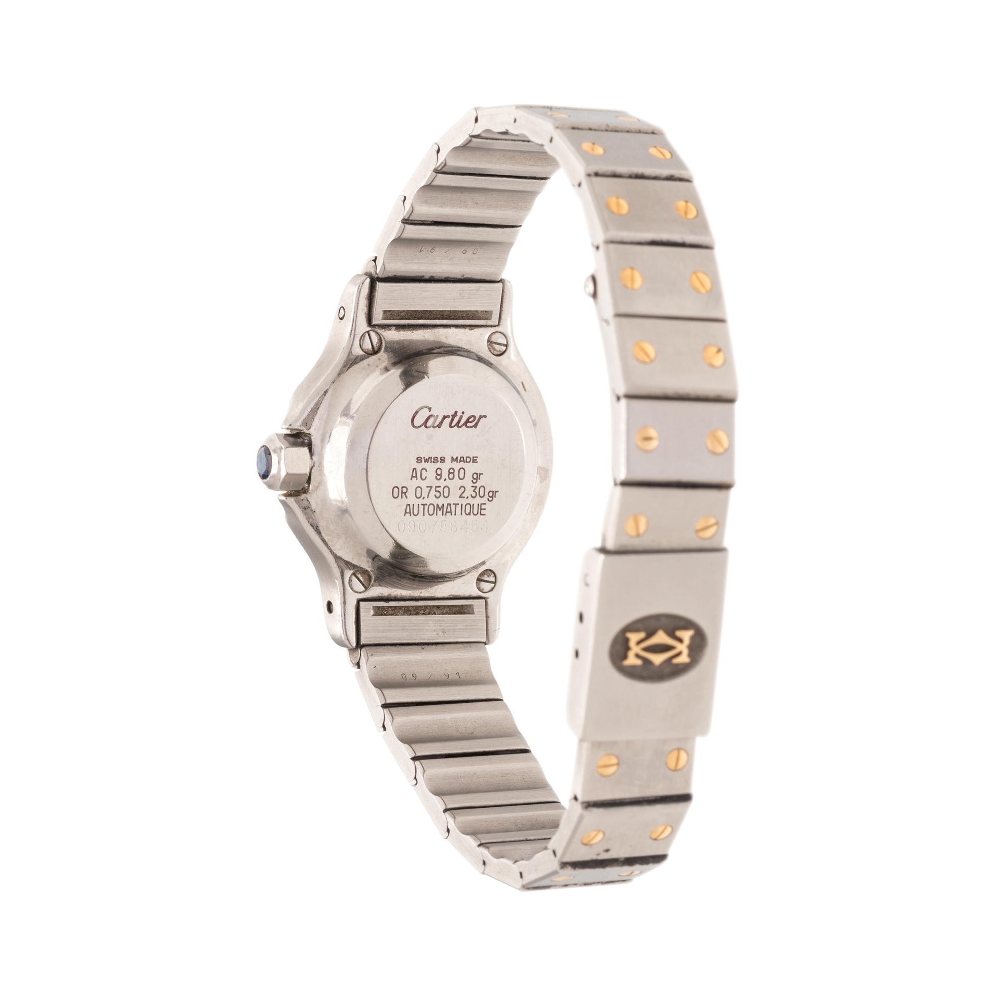CARTIER, STAINLESS STEEL AND 18K YELLOW GOLD 'SANTOS OCTAGON' WRISTWATCH
