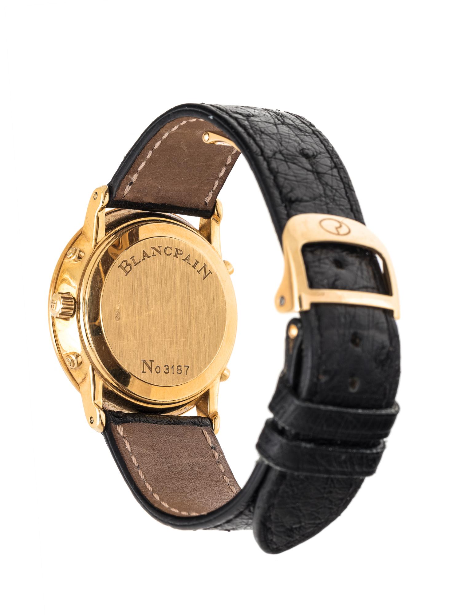 BLANCPAIN, 18K YELLOW GOLD TRIPLE DATE MOON PHASE WRISTWATCH
