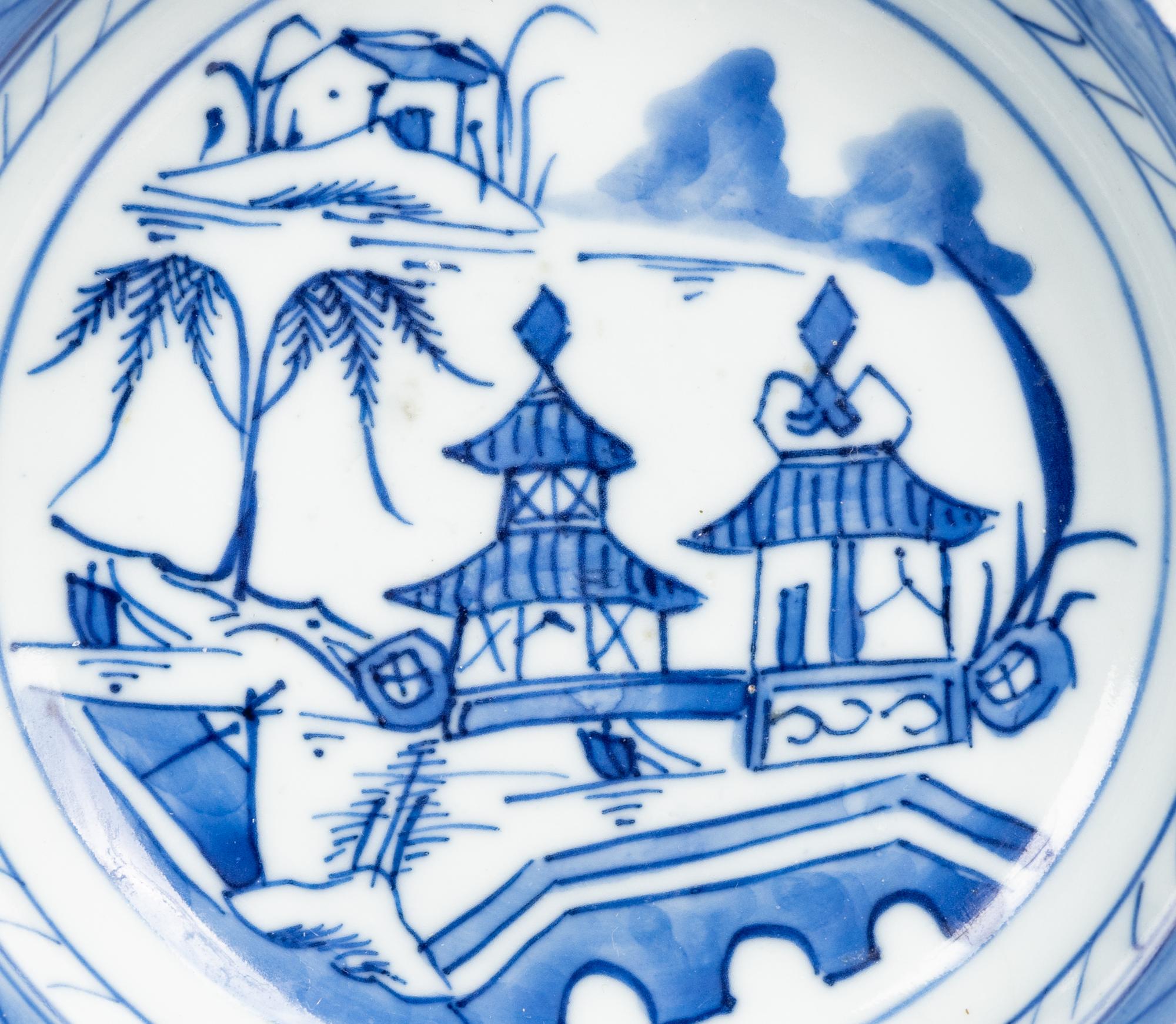 A Canton Blue and White Porcelain Tea Service