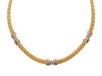 BICOLOR GOLD AND DIAMOND MESH COLLAR NECKLACE