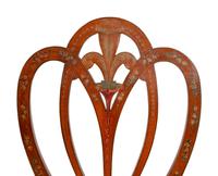 A Pair of Satinwood Shield-Back Paint Decorated Side Chairs