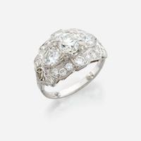 An Art Deco diamond and platinum ring