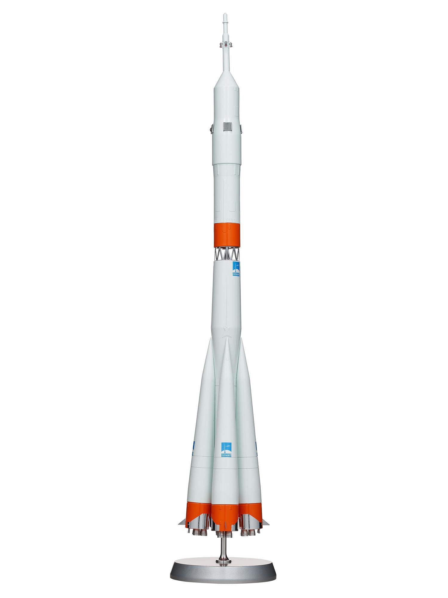 [SPACE TRAVEL]. Russian Soyuz rocket model, made by Samara. Ca 1960s.