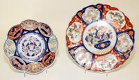 Two Imari Palette Porcelain Articles Diameter of charger 11 1/2 inches. — 19TH CENTURY