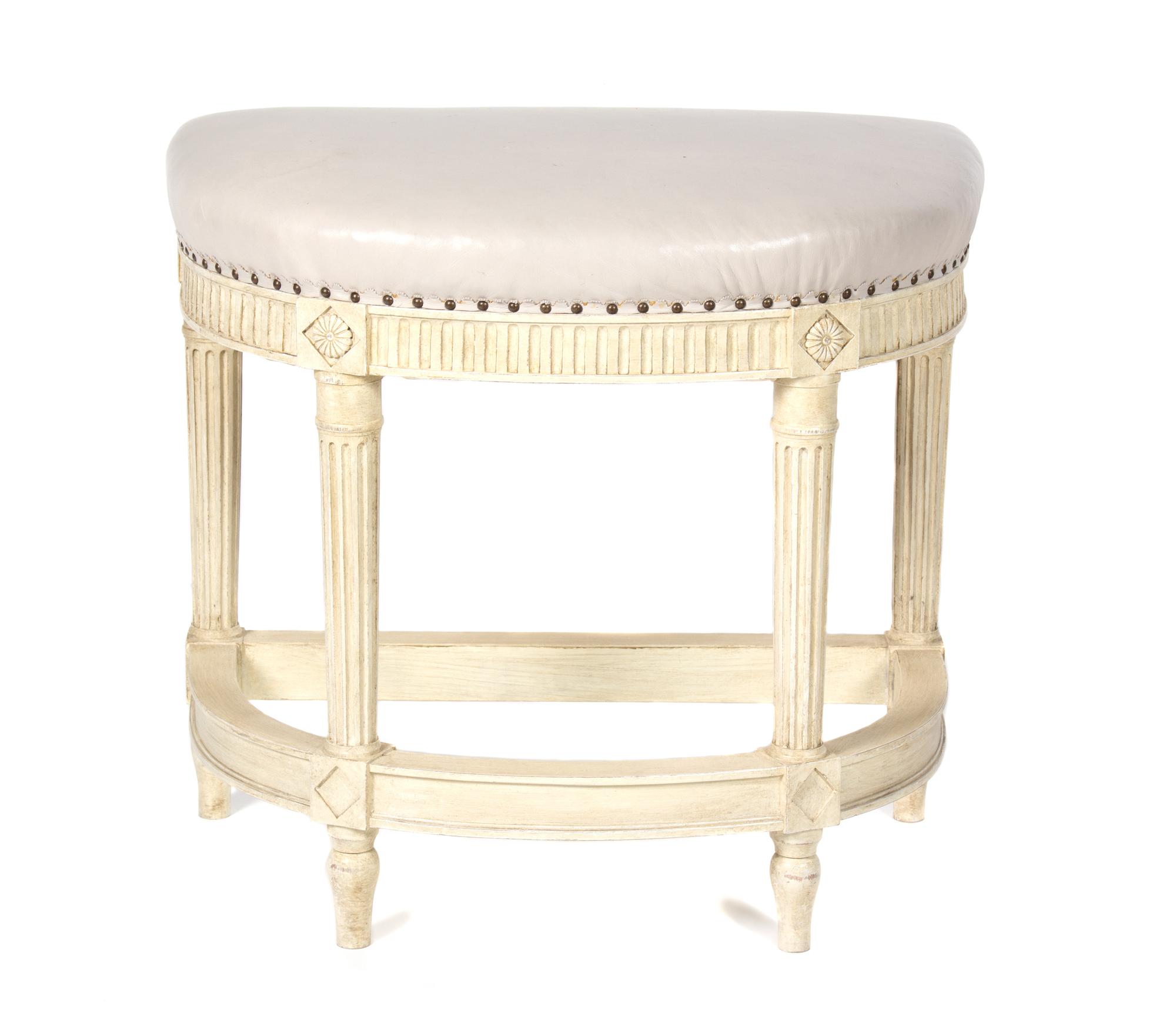 Two Louis XVI Style Painted Tabourets Height of first 18 x width 18 x depth 16 inches. — 20TH CENTURY