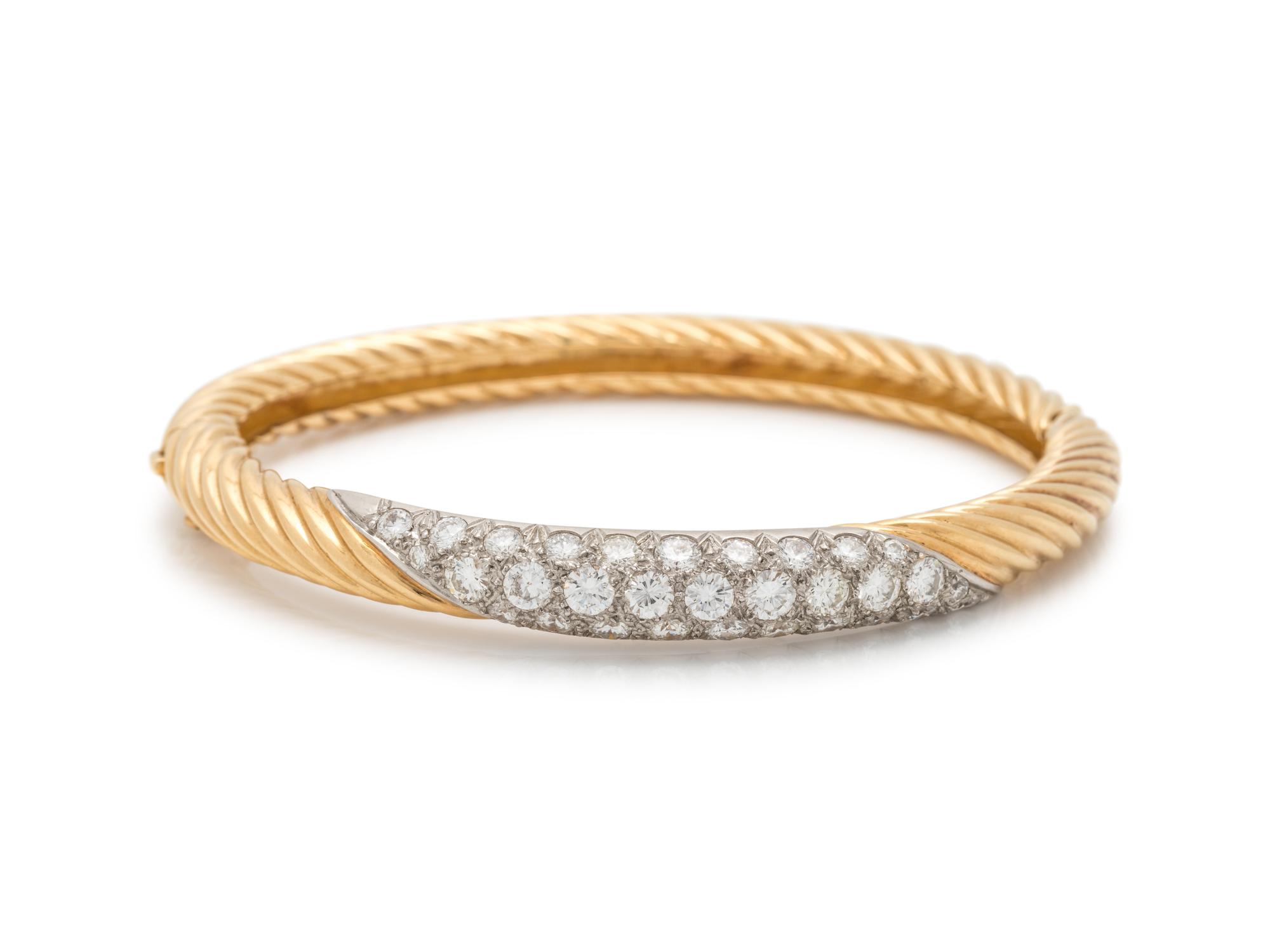 YELLOW GOLD AND DIAMOND BANGLE BRACELET