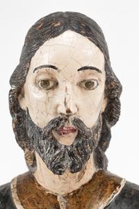 A Continental Painted Figure of a Saint with a Dog