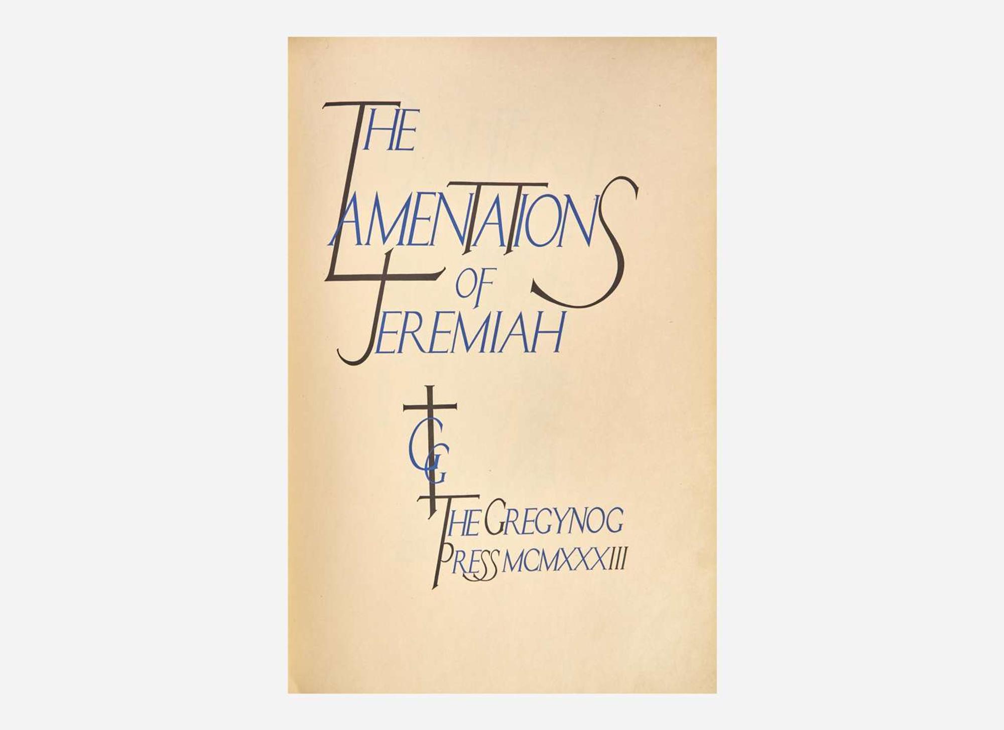 [Private Press] [Gregynog Press]: The Lamentations of Jeremiah