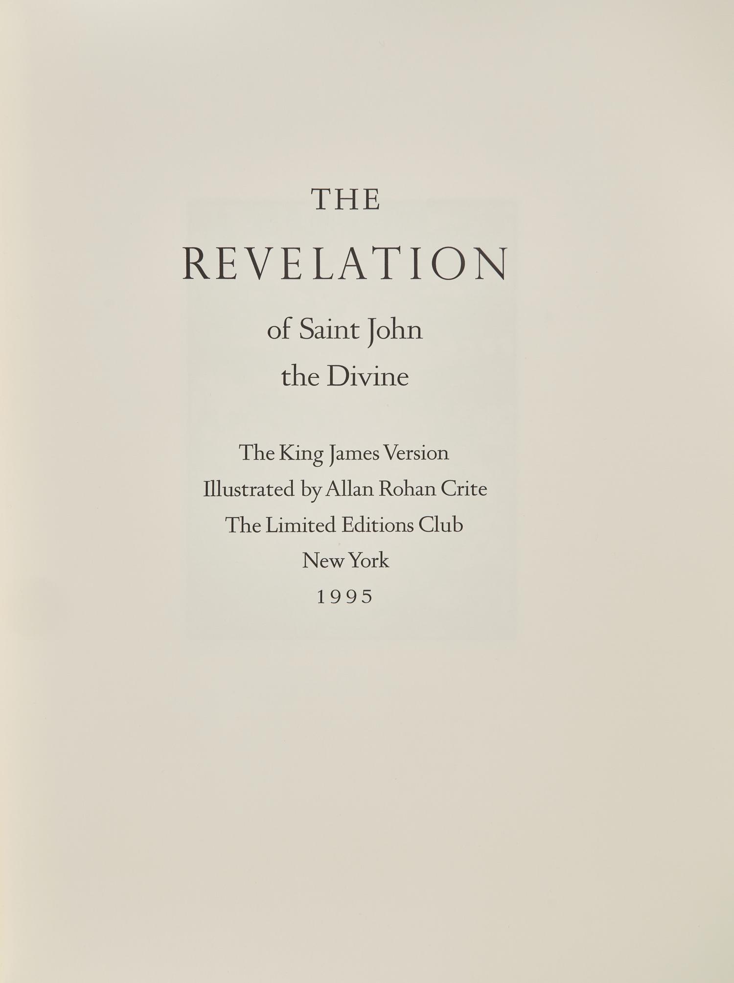 [LIMITED EDITIONS CLUB]. The Revelation of Saint John the Divine. New York: The Limited Editions Club, 1995.