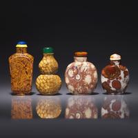 Four Chinese Specimen Mineral Snuff Bottles 礦石鼻烟壺四支