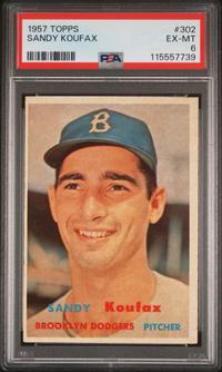 A 1957 Topps Sandy Koufax Baseball Card No. 302 (PSA 6 EX-MT) from The Collection of David Eisenhower