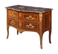 A Régence Gilt Bronze Mounted Marble-Top Commode