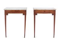 A Pair of Louis XVI Style Marble-Top Console Tables