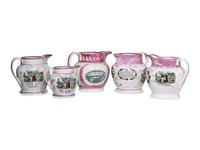 Five Sunderland Luster Crimean War Souvenir Jugs