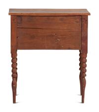 A Country Late Federal Turned Cherrywood and Poplar Two-Drawer Work Table