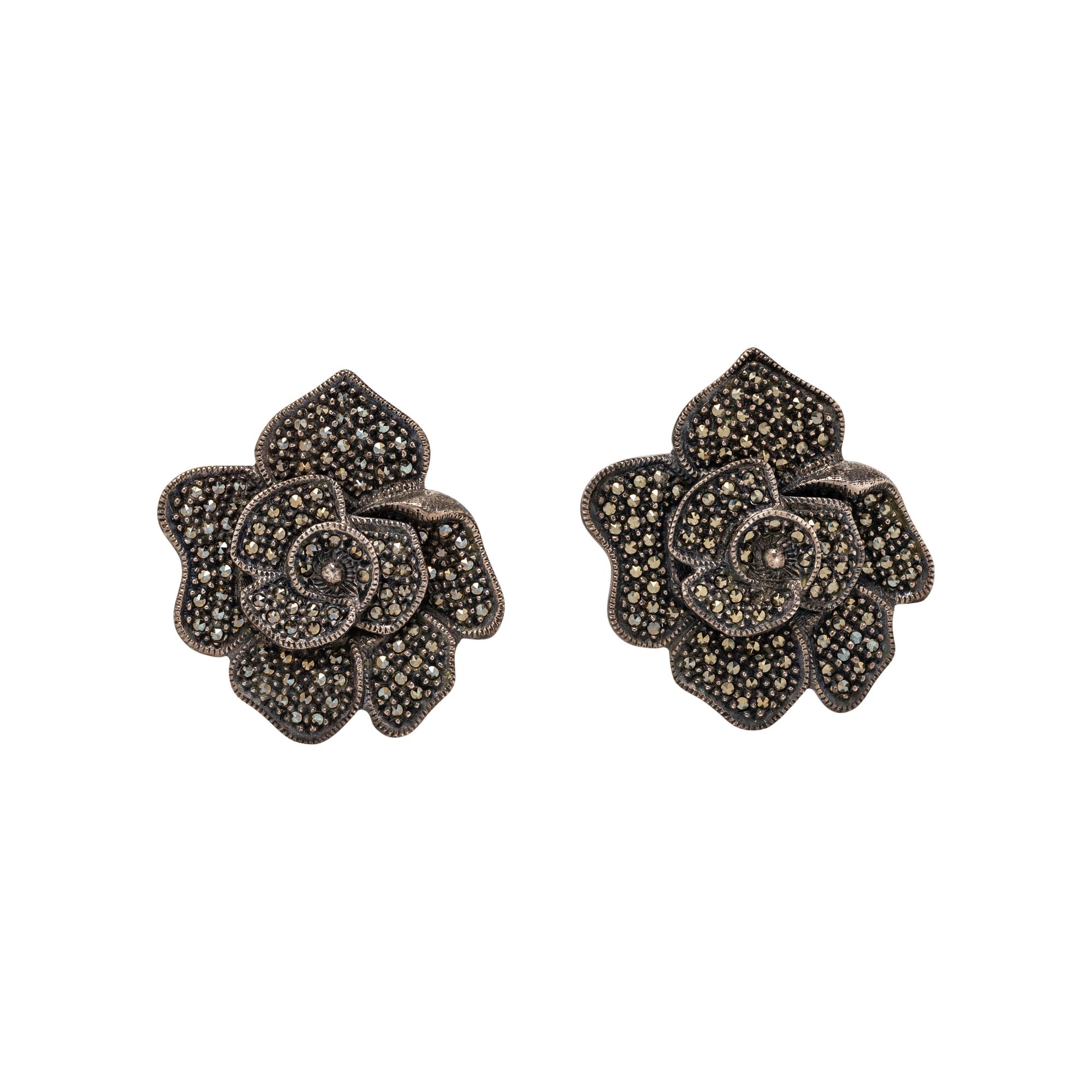 COLLECTION OF MARCASITE JEWELRY WITH MONOGRAMMED PIN