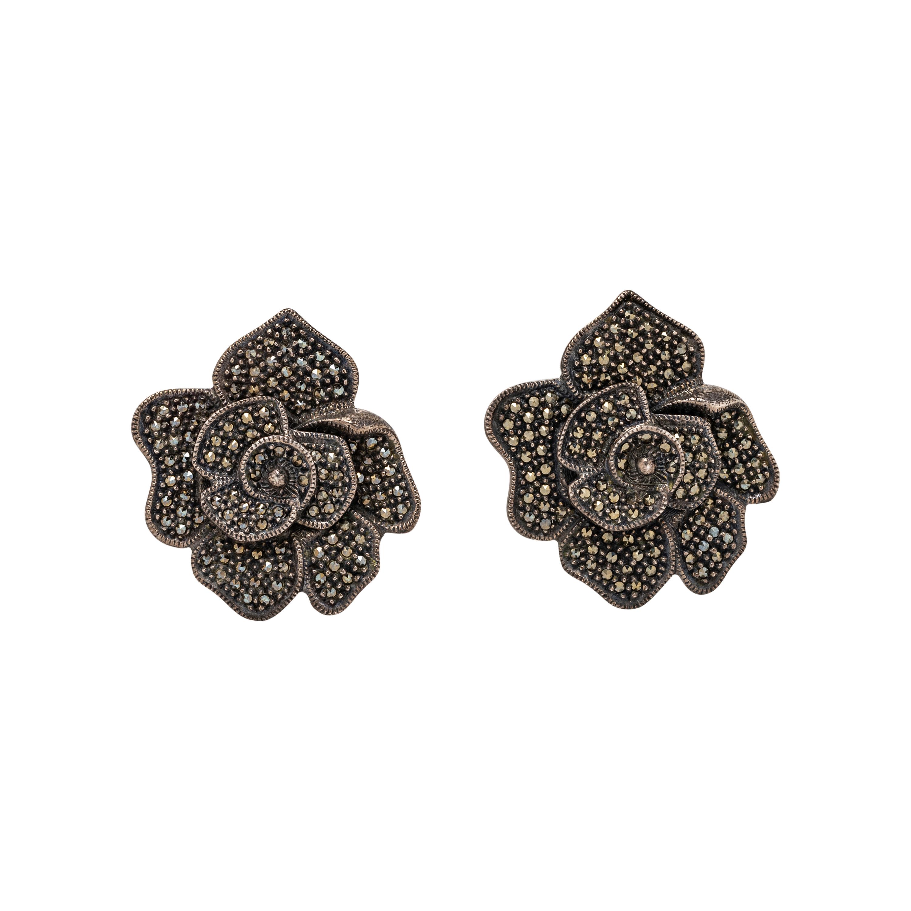 COLLECTION OF MARCASITE JEWELRY WITH MONOGRAMMED PIN