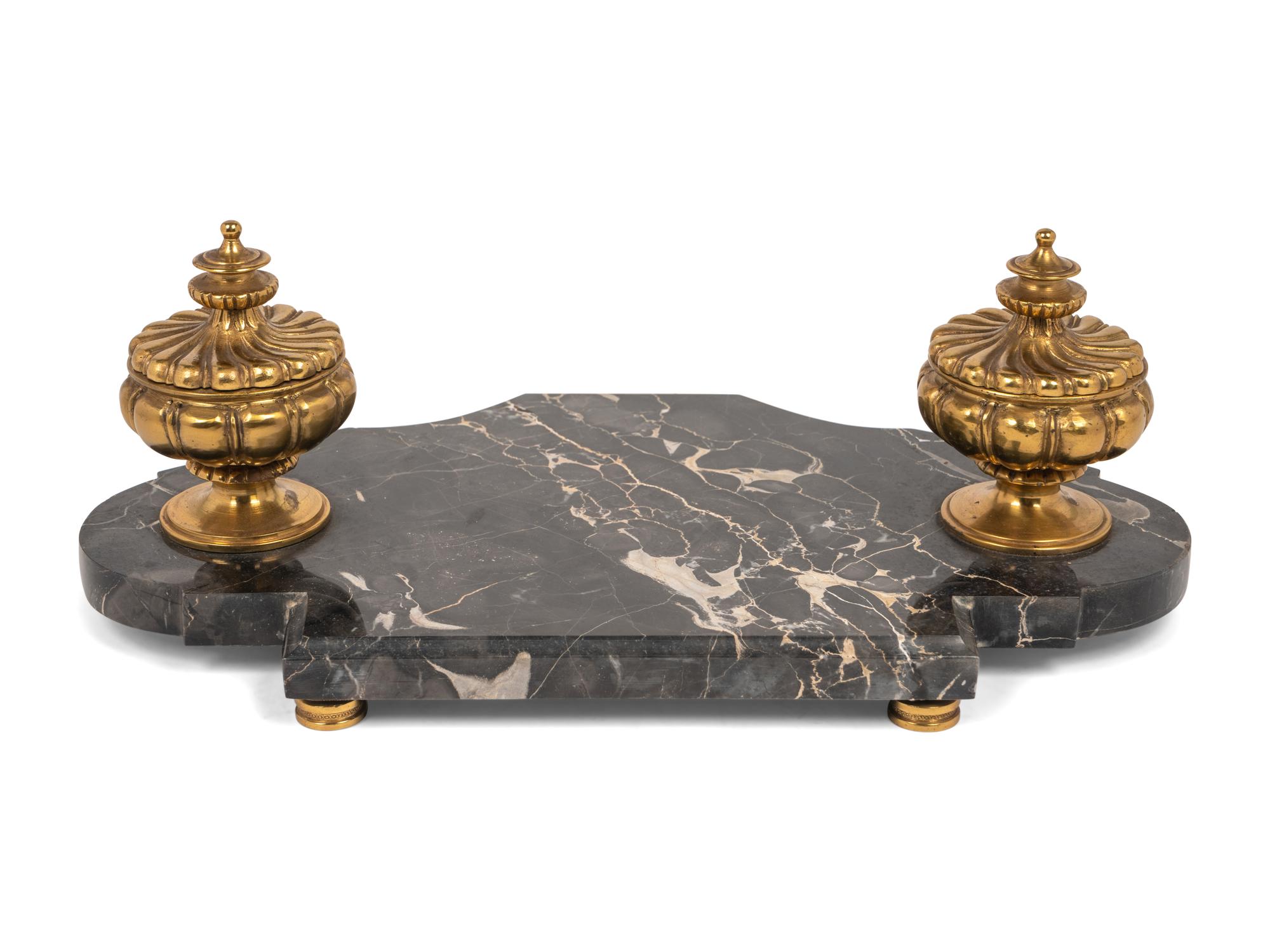 Two French Gilt Bronze Encriers