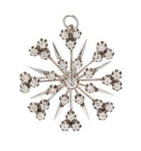 A White Gold and Diamond Brooch/Pendant, 6.90 dwts.