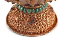 A Large Tibetan Style Jeweled Filigree-Mounted Rock Crystal Bowl and Cover