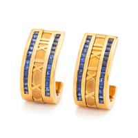 TIFFANY & CO., YELLOW GOLD AND SAPPHIRE 'ATLAS' EARCLIPS