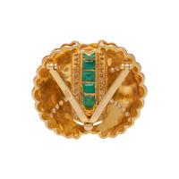 YELLOW GOLD, EMERALD AND DIAMOND PENDANT
