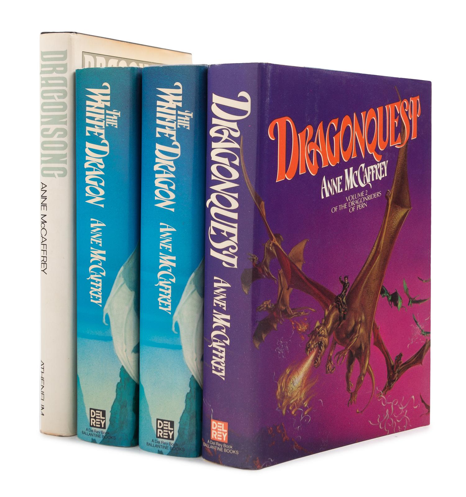 MCCAFFREY, ANNE (1926-2011). A group of 4 works, including: Dragonquest - The White Dragon - Dragonsong. TWO SIGNED BY MCCAFFREY.