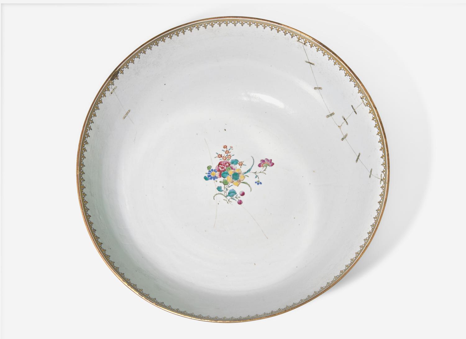 A Chinese Export Porcelain Famille Rose 'Hunt' Punch Bowl