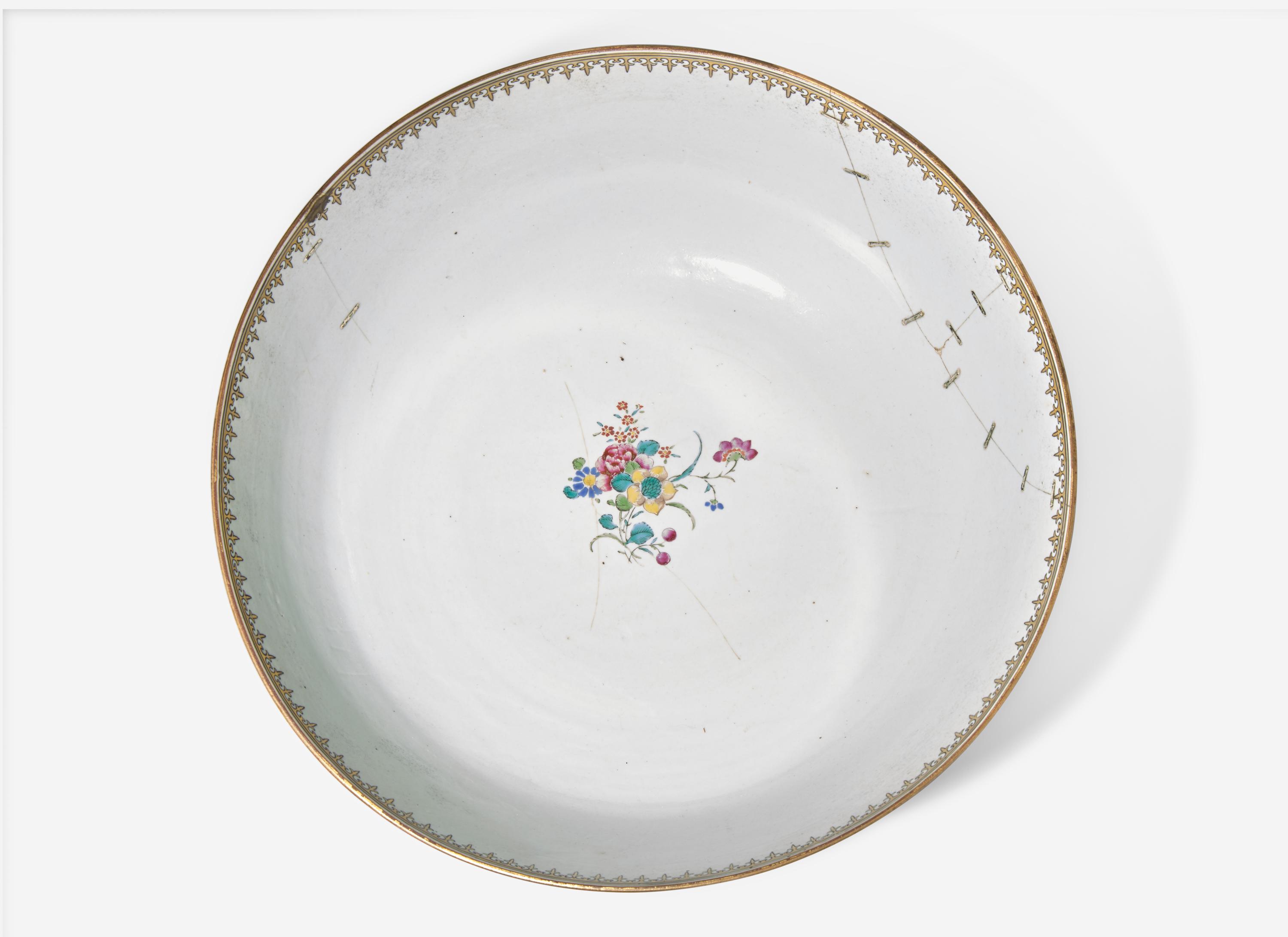 A Chinese Export Porcelain Famille Rose 'Hunt' Punch Bowl