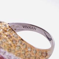 An 18K White Gold and Multi-Color Diamond Ring