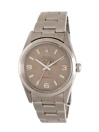 ROLEX, REF. 14000 STAINLESS STEEL 'AIR-KING' WITH COLOR CHANGE 'OLIVE' DIAL, BOX & PAPERS