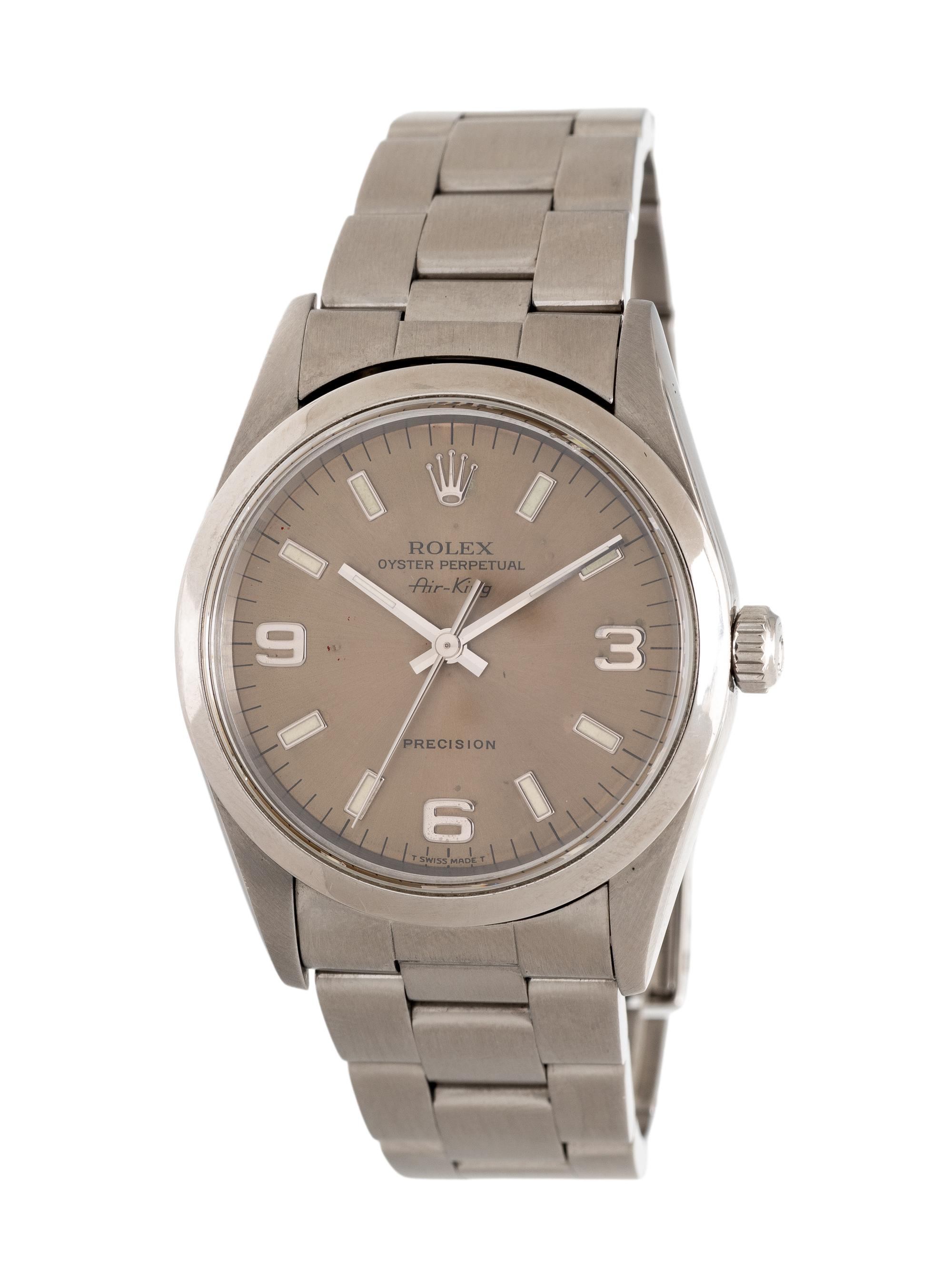 ROLEX, REF. 14000 STAINLESS STEEL 'AIR-KING' WITH COLOR CHANGE 'OLIVE' DIAL, BOX & PAPERS