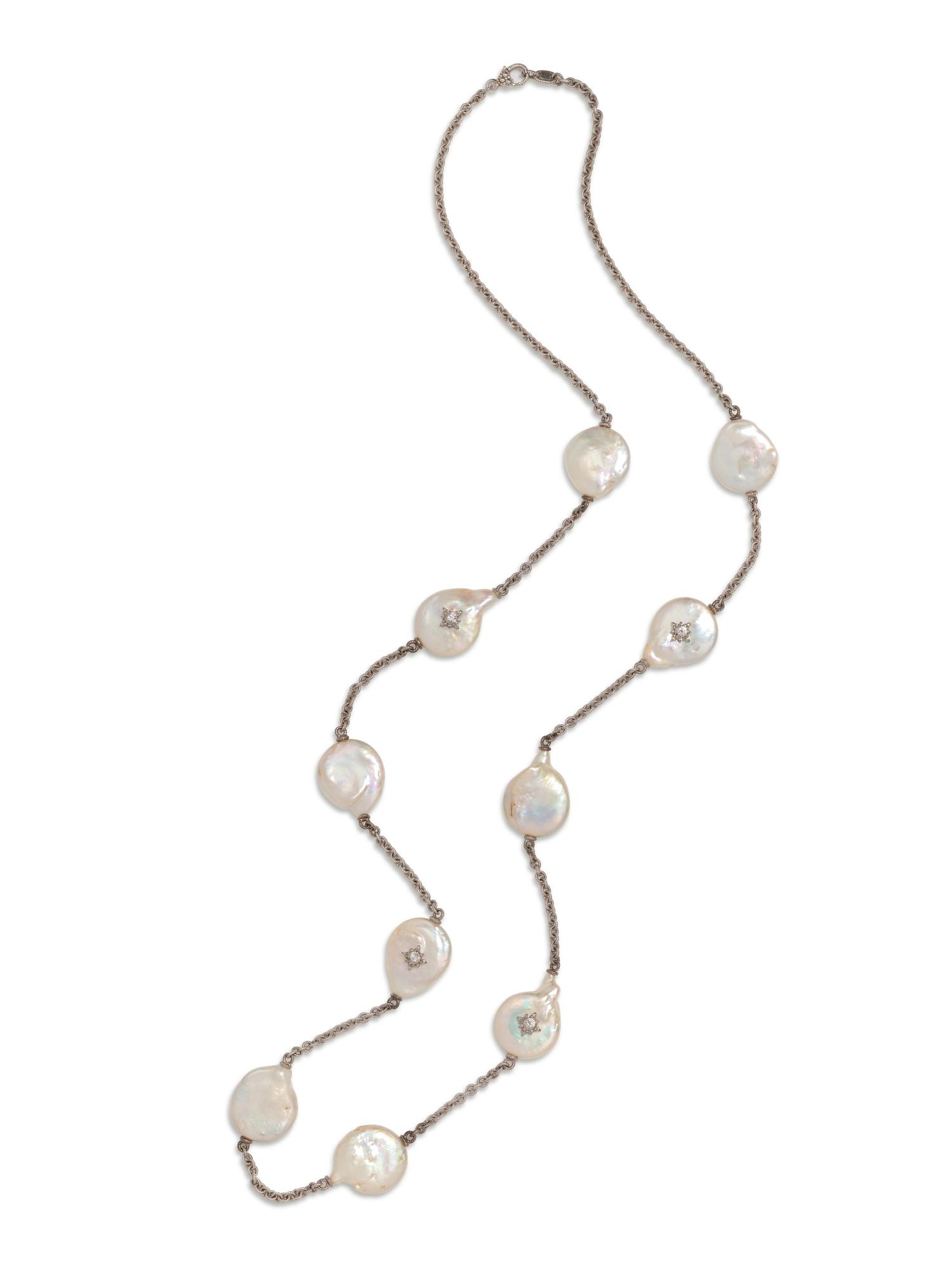 JUDITH RIPKA, CULTURED BAROQUE PEARL LONGCHAIN NECKLACE