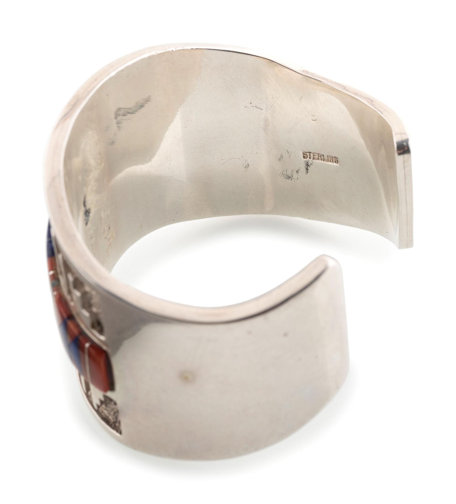 Navajo and Apache Silver and Inlay Cuff Bracelets