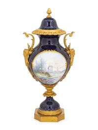 A Gilt Bronze-Mounted Sèvres Style Porcelain Urn