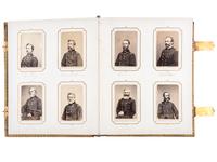 [CIVIL WAR]. BRADY, Mathew, photographer. Exceptional album containing 120 CDVs of Union generals and officers, incl. Joshua Chamberlain and George A. Custer. New York, NY: E. & H.T. Anthony, 1860s.