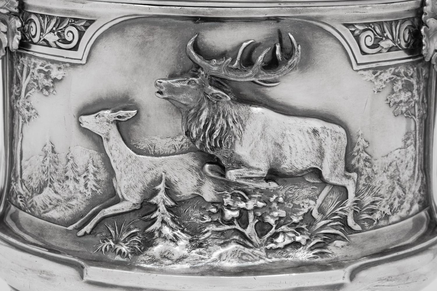 A German Silver-Plate Covered Tureen or Punch Bowl from the Saint Hubertus Hunting Lodge, Gelderland, Netherlands